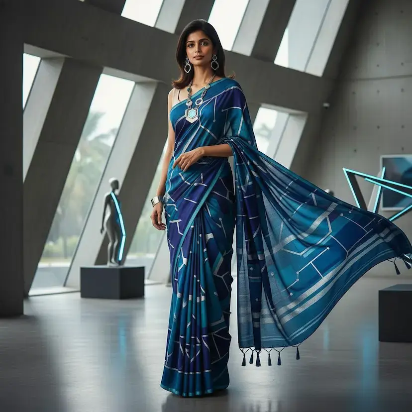 Geometric Future saree generated by AI